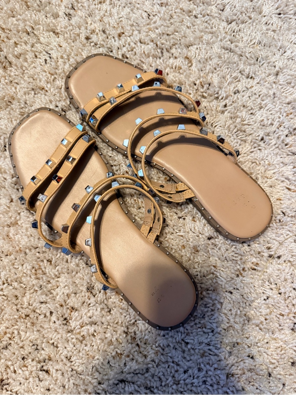 a new day Tan Studded Multi-Strap Slide Sandals